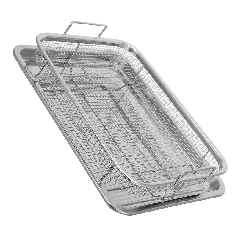 4 pcs Stainless Steel Air Fryer Basket and , Oven Baking Pan Roasting Trays Fries Chicken Air Fryer Tray for Fries, Chicken, Outdoor BBQ - Image 3