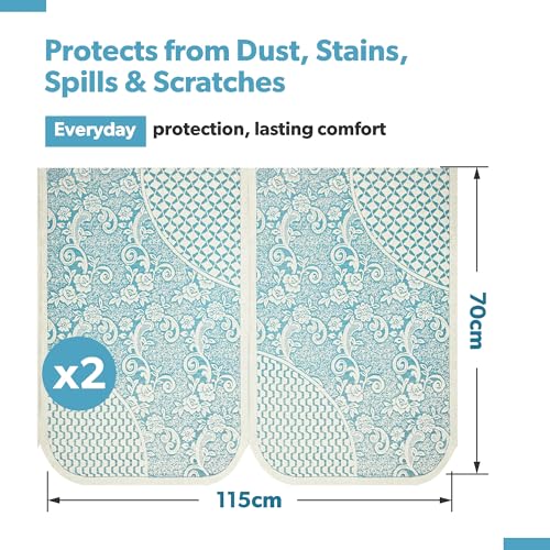 Kuber Industries Soft Net Cotton Sofa Cover 2 Seater Set for Living Room and Home Decor | Sofa Protector Cover for Dust Protection | Aqua Rose 1893 Bright - Cream - Image 3