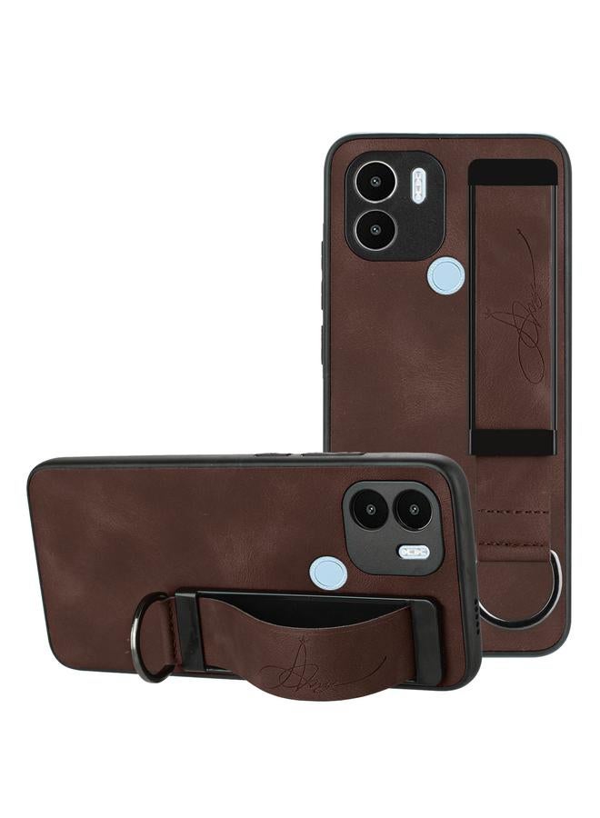 The Bros Case For Xiaomi Redmi A1 Plus Wristband Holder Leather Back Phone Case