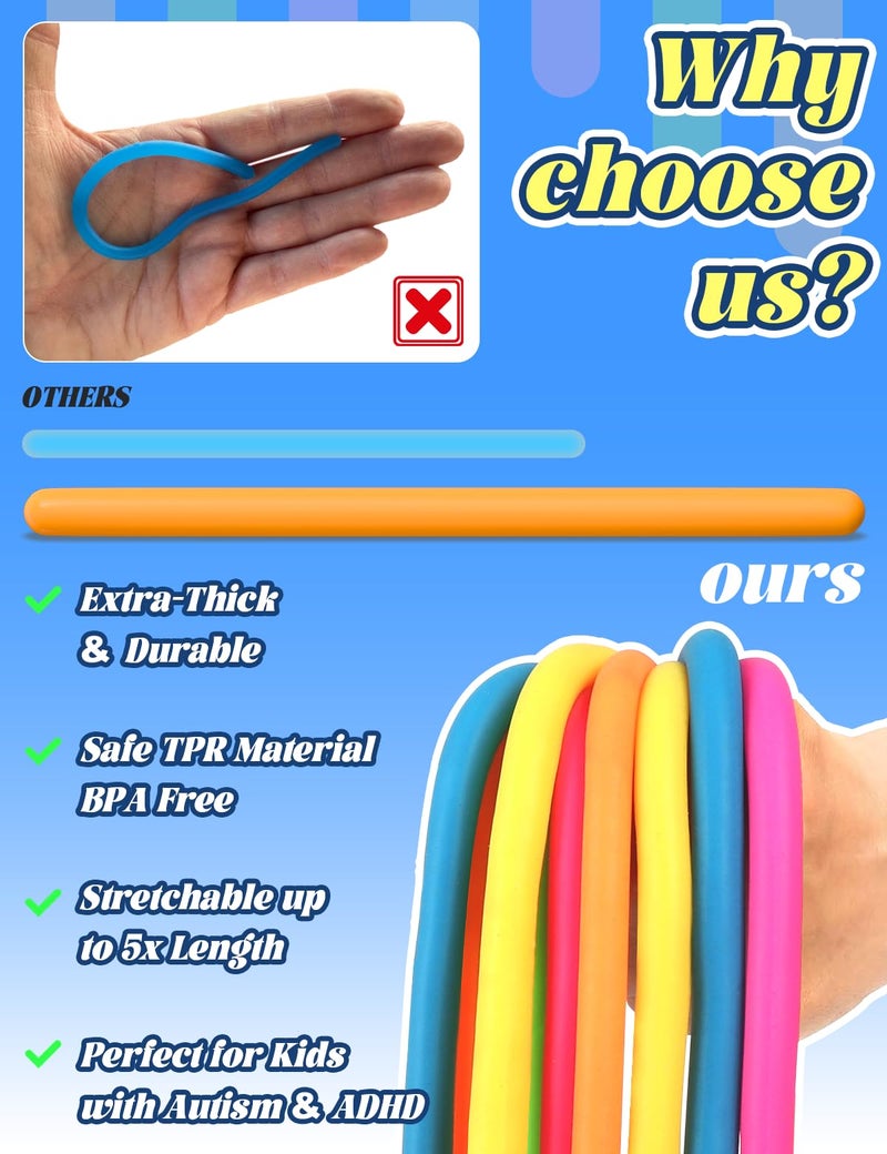 Diltik 10 Pack Sensory Toys For Kids - Upgraded Extra-Thick Stretchy Sensory Strings For Autism  Adhd  Anxiety - Gift Box  Perfect Stocking Stuffers For Boys & Girls  Ideal For Travel Or Classroom (Smooth) - Image 3