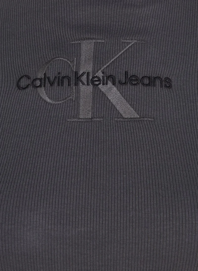 Calvin Klein Jeans Rib Long Sleeve Logo T-Shirt