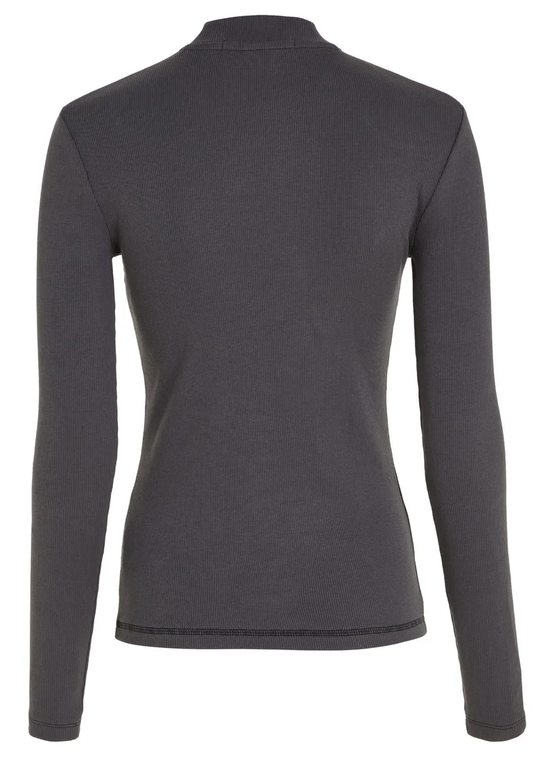 Calvin Klein Jeans Rib Long Sleeve Logo T-Shirt