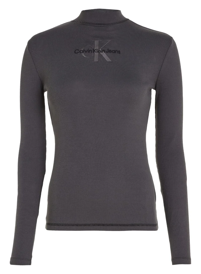 Calvin Klein Jeans Rib Long Sleeve Logo T-Shirt