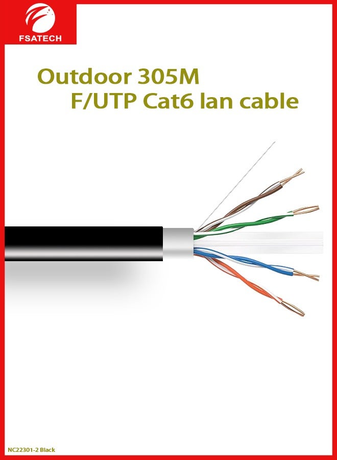 FSATECH FTP Cat6 كابل 23AWG خارجي نحاسي كامل 305 متر مقاوم للماء والأشعة فوق البنفسجية - Image 3