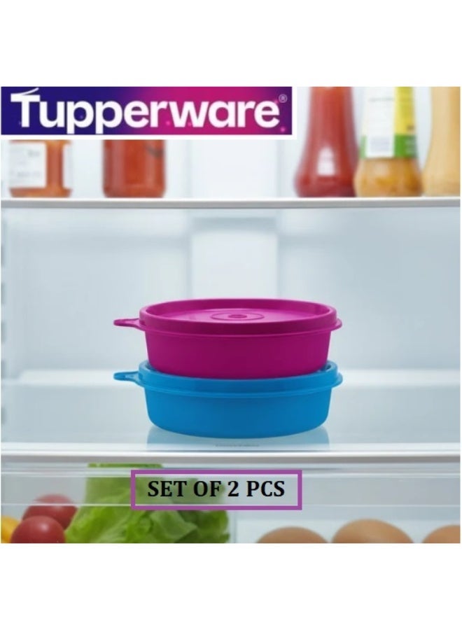 توبروير طقم عبوات تخزين طعام "تابروير" (Tupperware) الأصلي من سلسلة "Executive Stax" - تصميم دائري صغير، محكم الغلق ومقاوم للانسكاب، سعة 140 مل (قطعتان) - متعدد الألوان. - Image 1