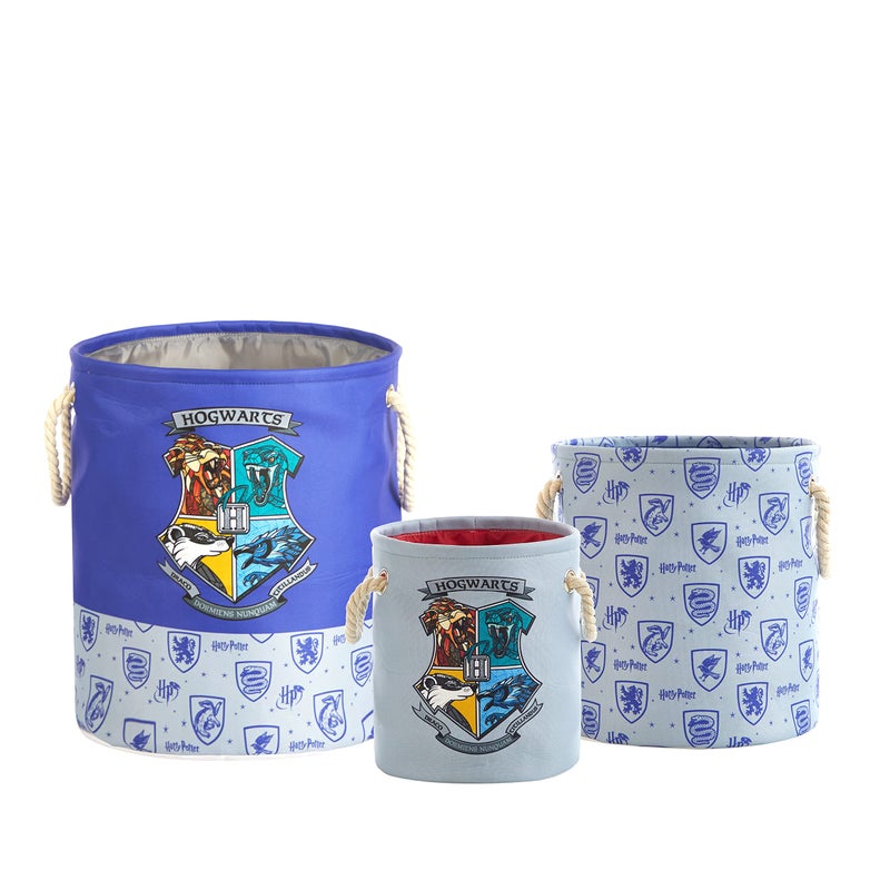 Idea Nuova Harry Potter 3 Piece Multi Size Fabric Nestable Toy Storage Basket Set, with Rope Carry Handles - Image 1
