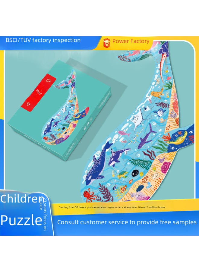 Children's Educational Puzzle Toys Irregular Shapes 3-6 Years Old Early Education Training Class Intelligence Gift For Kids-Color:50 Whale CH-02-001(49*36cm) - Image 2