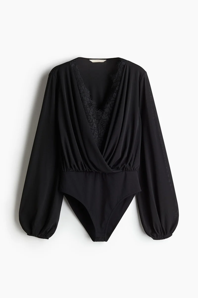 H&M Draped lace-trimmed body