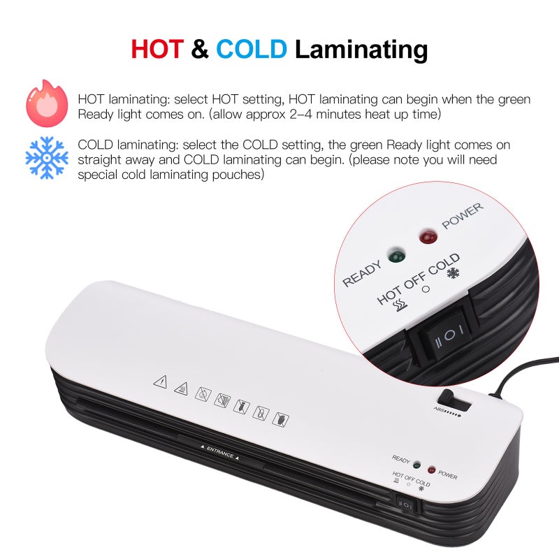 Desktop Laminator: 3-5 Min Fast Warm-up, Hot & Cold Laminating Mode - A4 Laminator With Paper Cutter & Corner Rounder for Home Office, Photo Preservation - Image 2