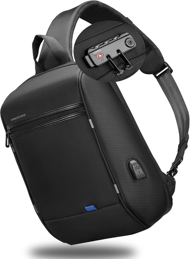 Kingsons Laptop Sling Backpack Anti Theft Bag,Hiking Daypack 13 Inch Waterproof Nylon Travel Bags for Men, Single Shoulder Camping Dayback with USB Charging Port for Traveling - Image 1