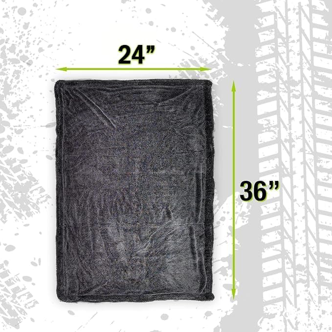 ExoForma Mega Car Drying Towel from No Streaks, Scratches, or Water Spots - Large Premium 1200 GSM Microfiber - Double Twist Pile & Edgeless Design for 1 Quick & Effortless Dry - 24” x 36” - Image 3