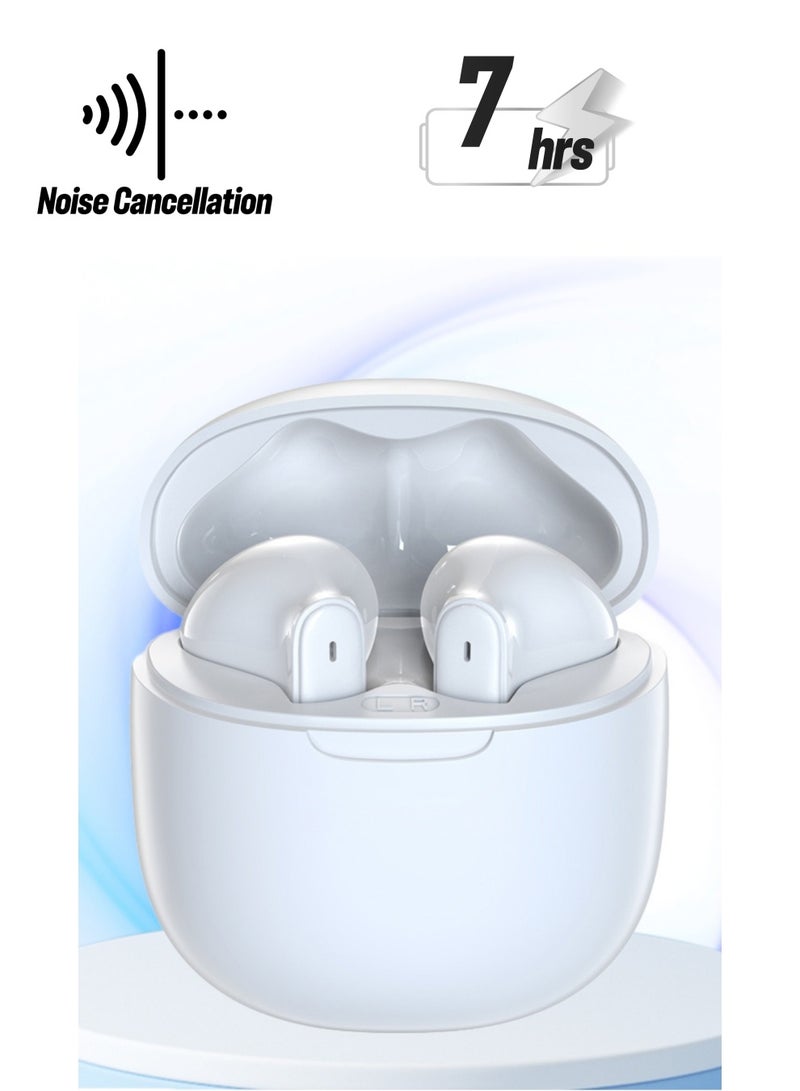 Awei T68 ENC Bluetooth Earbuds - Noise Cancellation, Wireless, Waterproof, Smart Touch Control, Gaming, White - Image 1