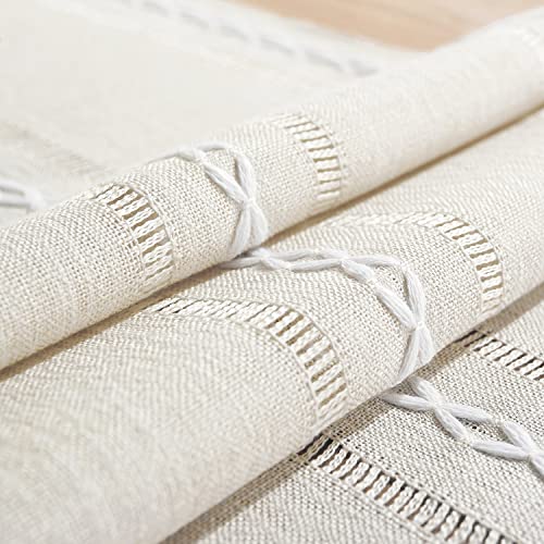 Chassic Rustic Farmhouse Style Linen Table Runner, Boho Handmade Tassel Embroidered Table Runners 48 Inches Long for Holiday Party, Wedding and Dining Decorations, 13 inchW X 48 inchL - Ivory - Image 5
