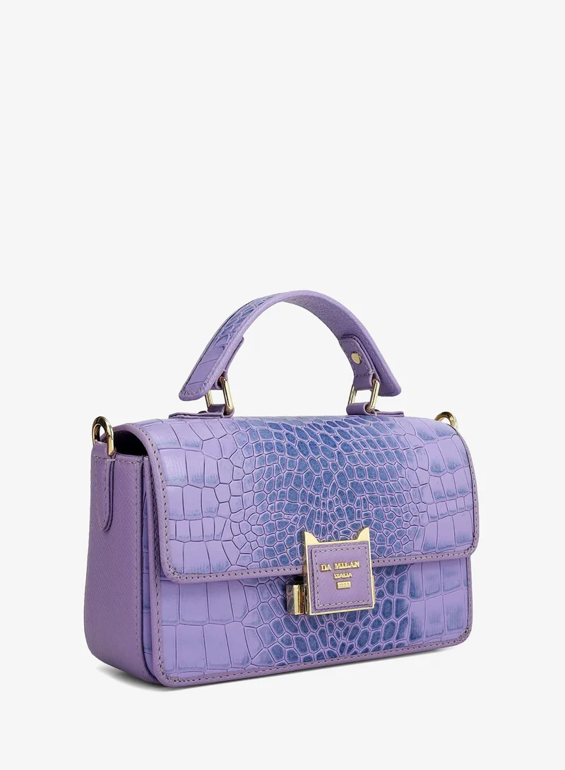 Da Milano Purple Haze Small Croco Leather Satchel - Purple Haze for Women | Best Price UAE