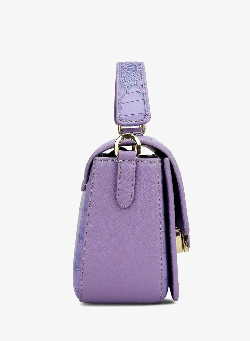Da Milano Purple Haze Small Croco Leather Satchel - Purple Haze for Women | Best Price UAE