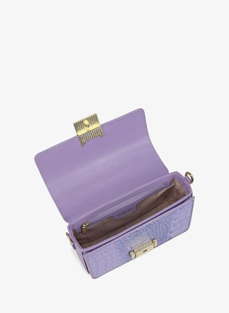 Da Milano Purple Haze Small Croco Leather Satchel - Purple Haze for Women | Best Price UAE