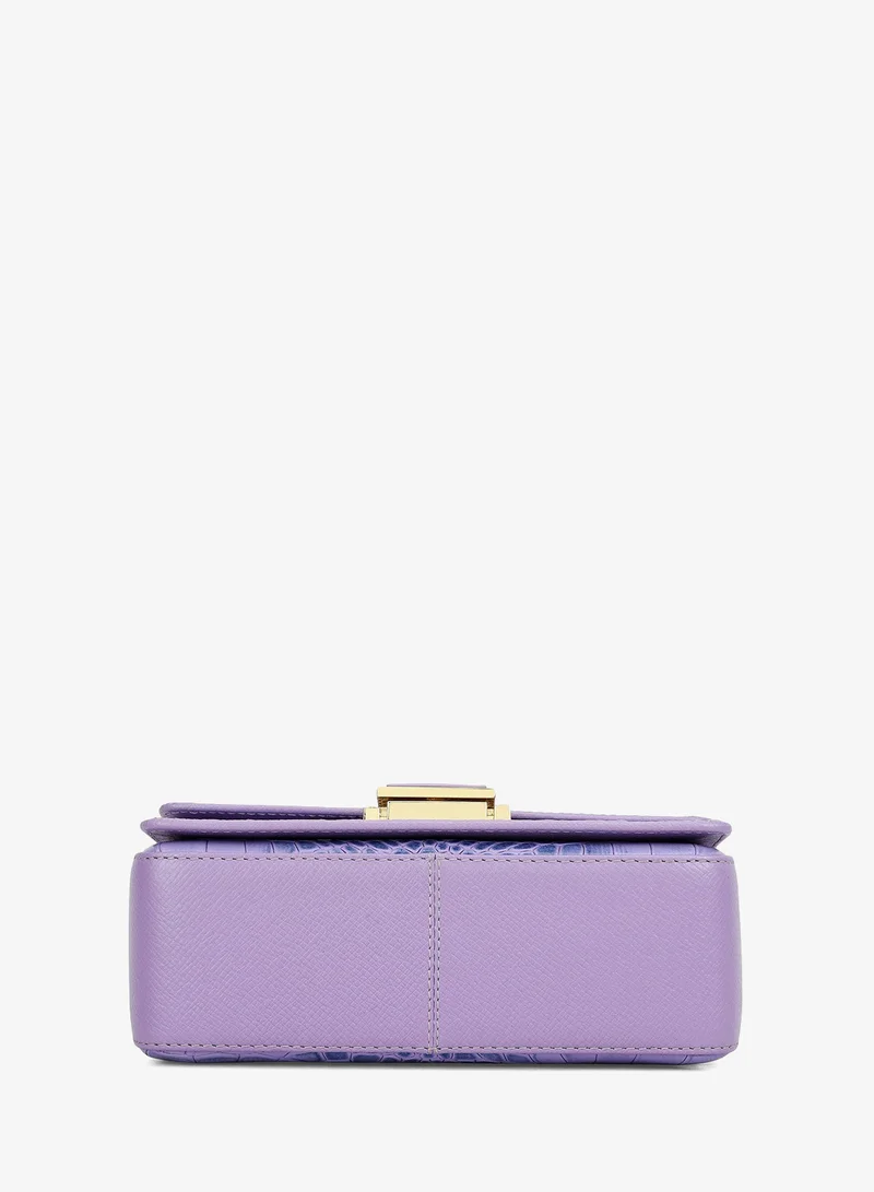 Da Milano Purple Haze Small Croco Leather Satchel - Purple Haze for Women | Best Price UAE