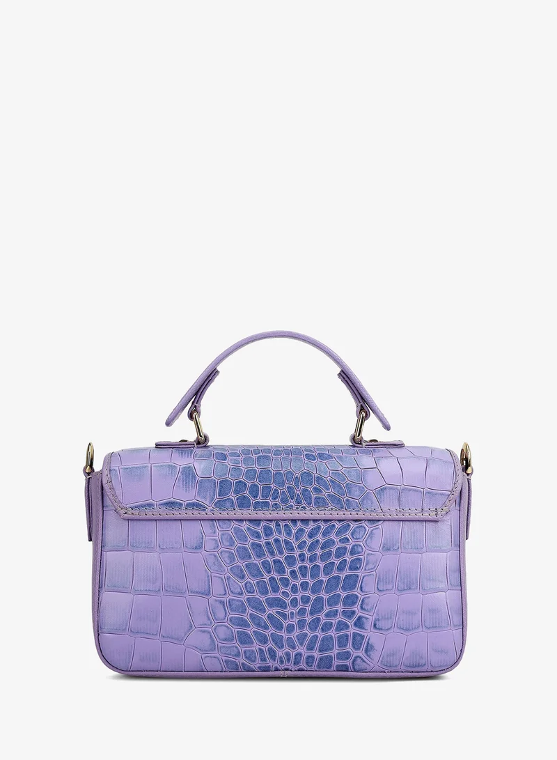 Da Milano Purple Haze Small Croco Leather Satchel - Purple Haze for Women | Best Price UAE