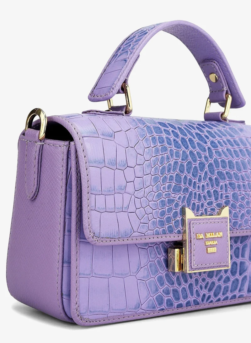 Da Milano Purple Haze Small Croco Leather Satchel - Purple Haze for Women | Best Price UAE