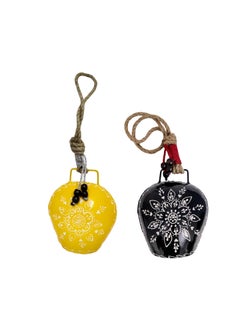MIRAMAYEE Miramayee Yellow Black Combo Religious Spiritual Hand Crafted Iron Bells Door Hanging Decorative Bell  - Image 1