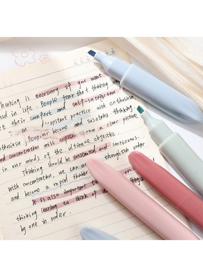 Generic Morandi color（4 colors） Aesthetic Highlighters, Lipstick-shaped Highlighters, Assorted Colors With Soft Chisel Tip,No Bleed  Highlighter  - Image 1