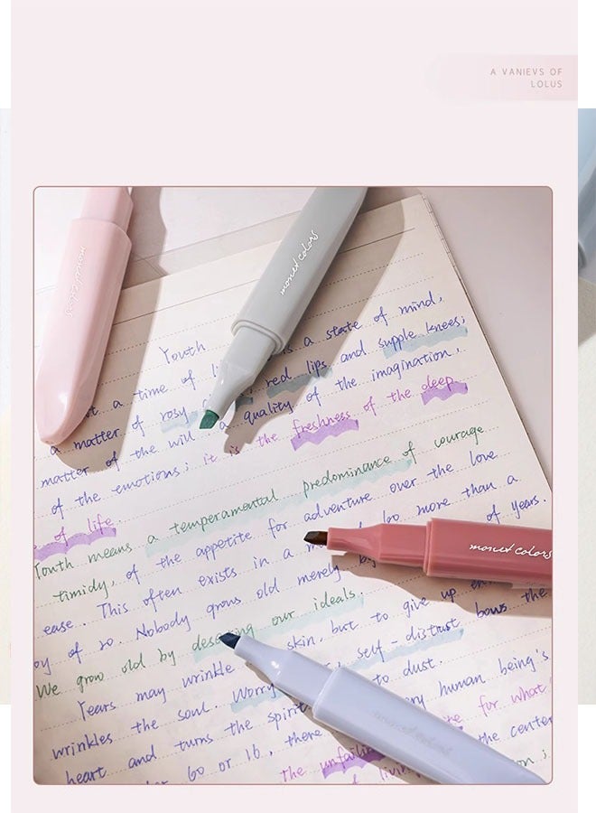 Generic Morandi color（4 colors） Aesthetic Highlighters, Lipstick-shaped Highlighters, Assorted Colors With Soft Chisel Tip,No Bleed  Highlighter  - Image 4