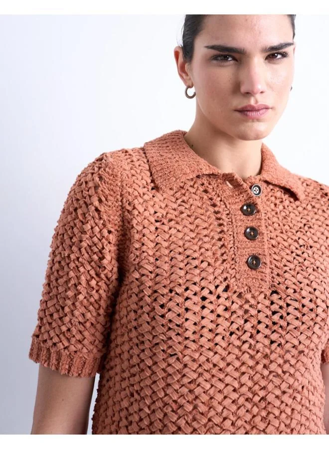 TOPSHOP Casual Short Sleeve Polo Pullover