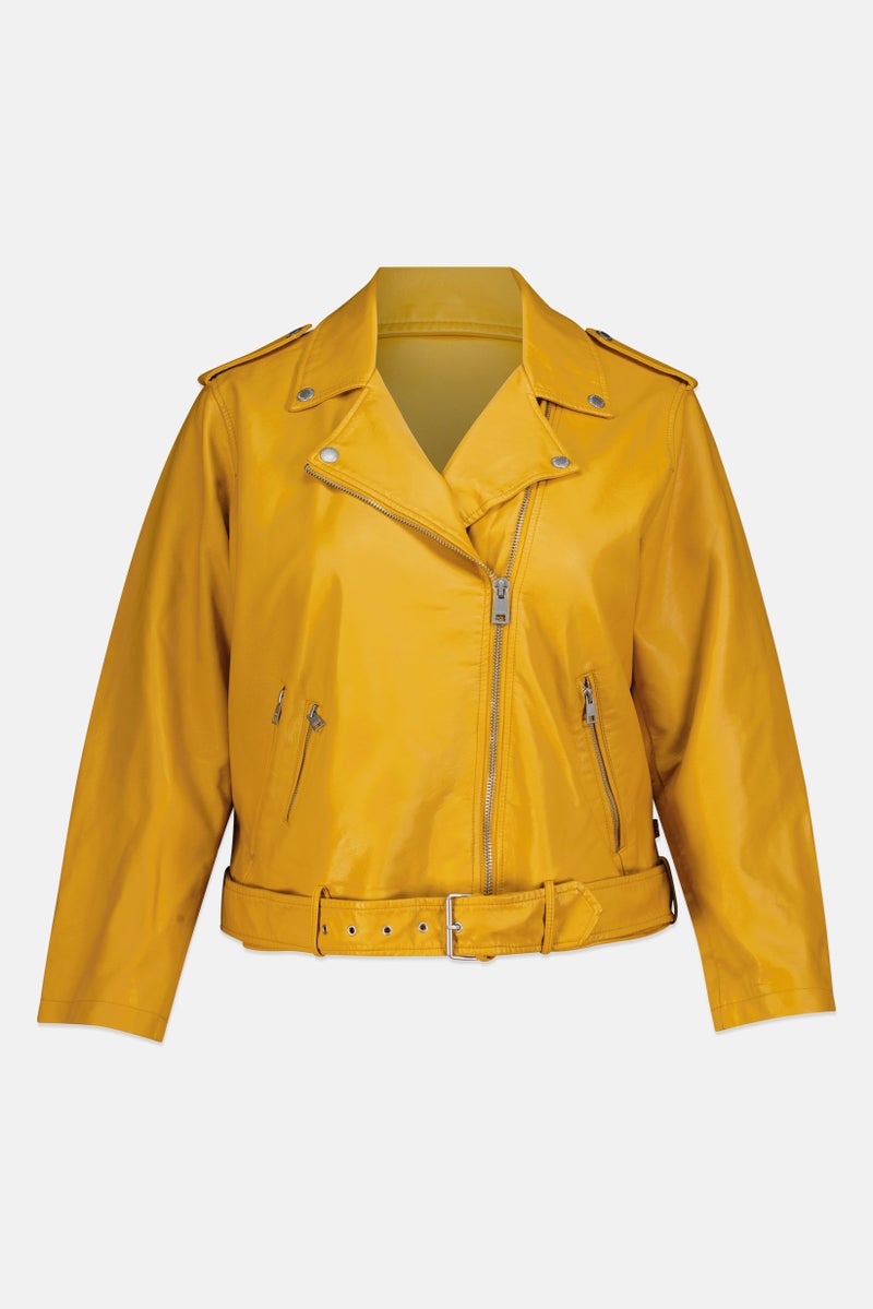 Levi's Women Plus Size Solid Belted Motorcycle Jacket, Gold - Image 2