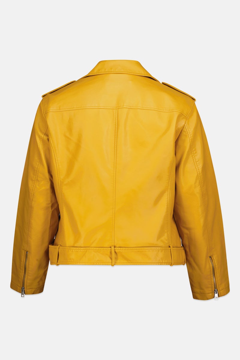 Levi's Women Plus Size Solid Belted Motorcycle Jacket, Gold - Image 3