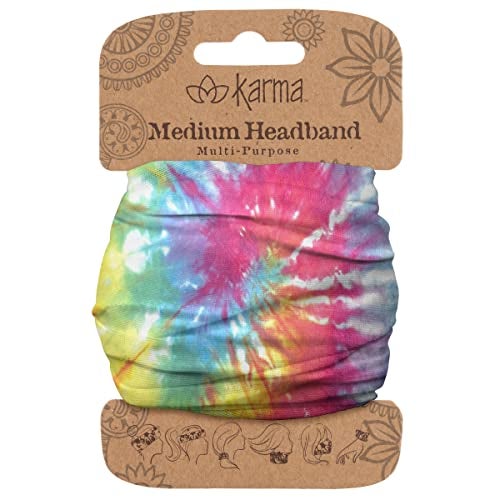 Karma Multi Color Tie Dye Headband for Women - Medium - Fabric Headband and Stretchy Hair Scarf - Multicolor - Image 1