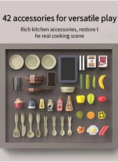Vixplorn Simulation spray kitchen toys, with 42 pieces of kitchenware sets, realistic lights and sound effects, simulate real kitchen cooking scenes, with recycling spout, suitable for children, boys and girls, Size: 63 * 45.2 * 22cm  - Image 2