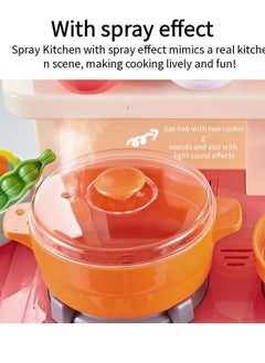 Vixplorn Simulation spray kitchen toys, with 42 pieces of kitchenware sets, realistic lights and sound effects, simulate real kitchen cooking scenes, with recycling spout, suitable for children, boys and girls, Size: 63 * 45.2 * 22cm  - Image 3