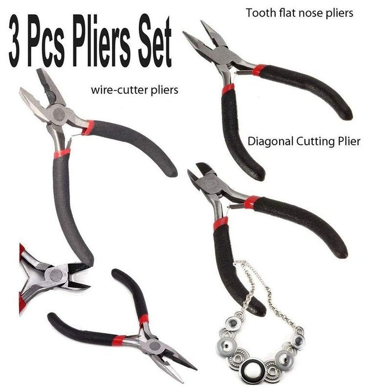Diy Crafts 11955 7314 Pliers Stainless Steel Needle Nose Multifunctional Making Hand Tool Multicolor 3 Piece - Image 3