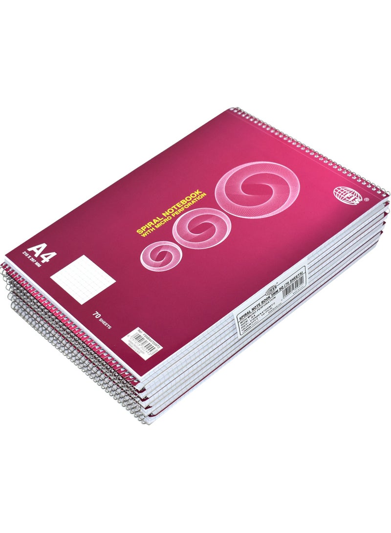 FIS Pack of 10 Spiral Notebook A4 5Mm Top Side Spiral 70 Sheets -FSNBA4705MT2 - Image 1