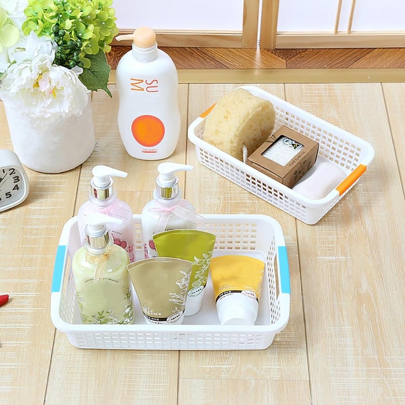 Lawei 8 Pack Large Plastic Storage Basket with Handle - 15 x 10 x 3 Inch Pantry Organizer Basket Bins Desktop Paper Storage Basket for Organization, Countertops, Cabinets, Bedrooms, Bathrooms - Image 4
