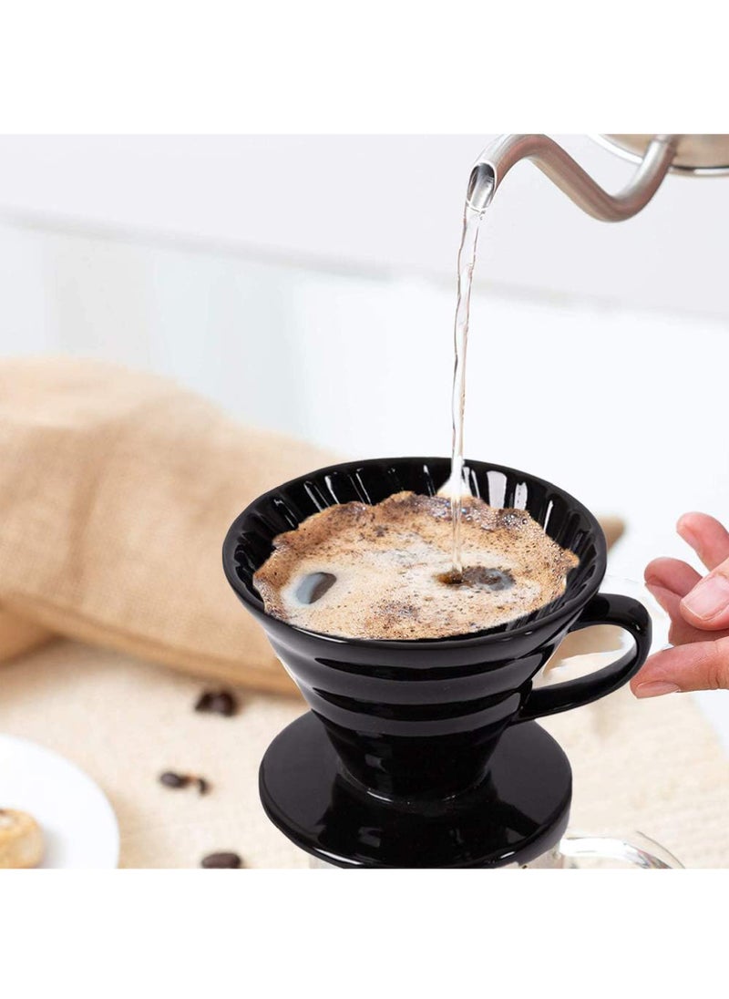 Rock Pow Pour Over Coffee Dripper- Ceramic Slow Brewing Accessories for Home, Cafe, Restaurants - Easy Manual Brew Maker Gift - Strong Flavor Brewer - Paper Cone Filters  - Image 5