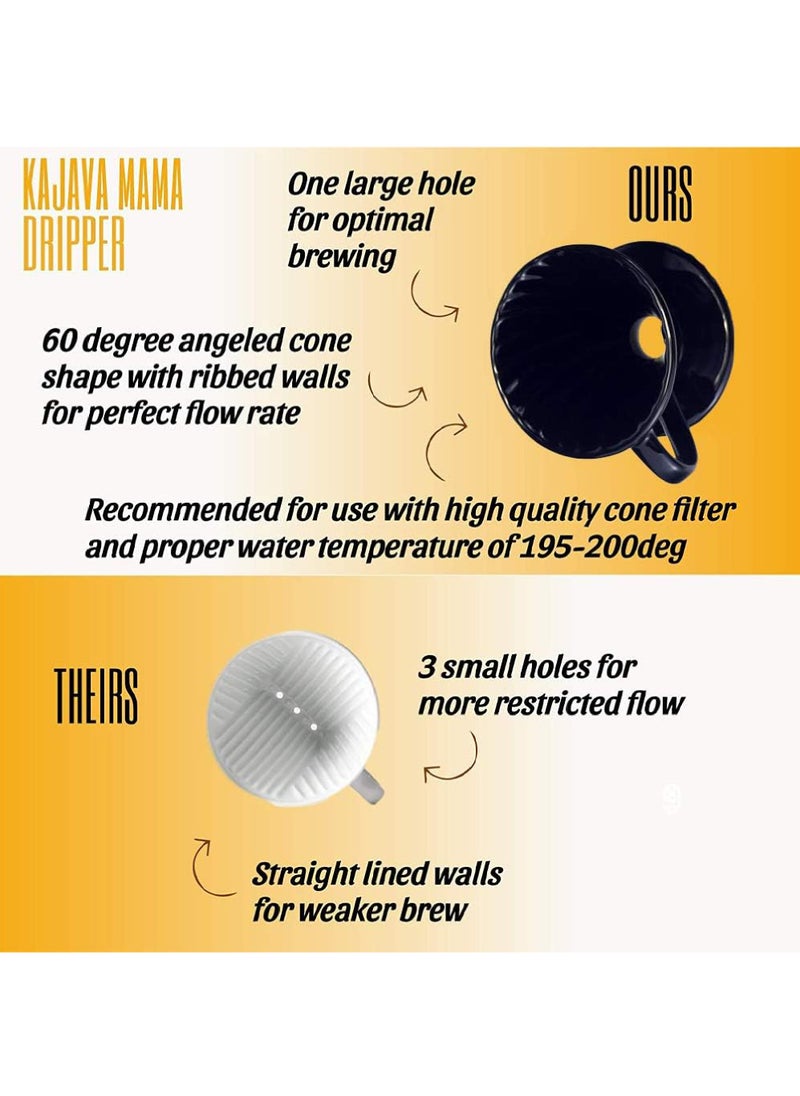 Rock Pow Pour Over Coffee Dripper- Ceramic Slow Brewing Accessories for Home, Cafe, Restaurants - Easy Manual Brew Maker Gift - Strong Flavor Brewer - Paper Cone Filters  - Image 2