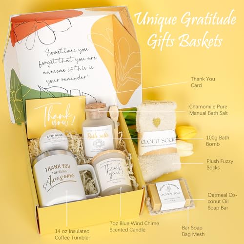 Suhctuptx Thank You Gifts for Women, 8pcs Employee Appreciation Gifts Baskets for Women Thank You Farewell Gifts for Coworkers Teacher Boss Hostess Secretary Nurse Mom Pastor- Best Spa Gratitude Box w/Candle - Image 2