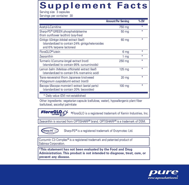 Pure Encapsulations برو ذاكرة بيو إنكابسوليشنز - تركيبة شاملة لدعم الذاكرة 90 كبسولة - Image 2