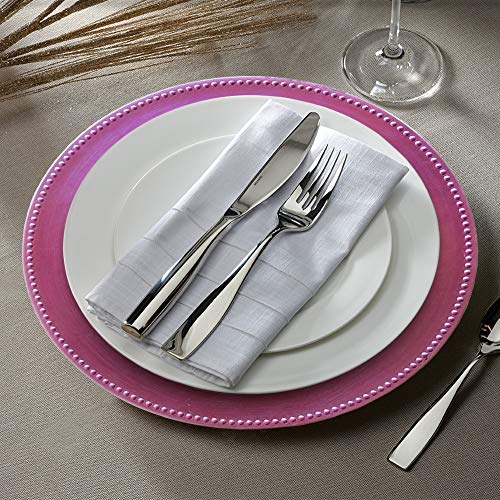 ChargeIt by Jay Charge It by Jay Beaded Charger Plate 13” Decorative Melamine Service Plate for Home, Professional Dining, Perfect for Upscale Events, Dinner Parties, Weddings, Banquets, Catering, 1 Piece, Pink - Image 2