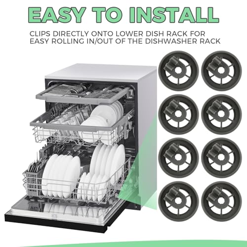 MOOTVGOO MOOTVVGOO 8 Pack 4581DD3003B Dishwasher Lower Rack Wheels, Bottom Dishrack Roller Assembly Replacement for LG, Replace 4581DD3003C, 4581DD9002B, 1372292, AP4437752, PS3523051 - Image 5