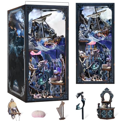 CCCDF Book Nook Kit 3D Wooden Puzzle for Adults Teen DIY Ocean Miniature Dollhouse Booknook Kit with Led Light and Dust Cover Song of The Sirens - Image 1