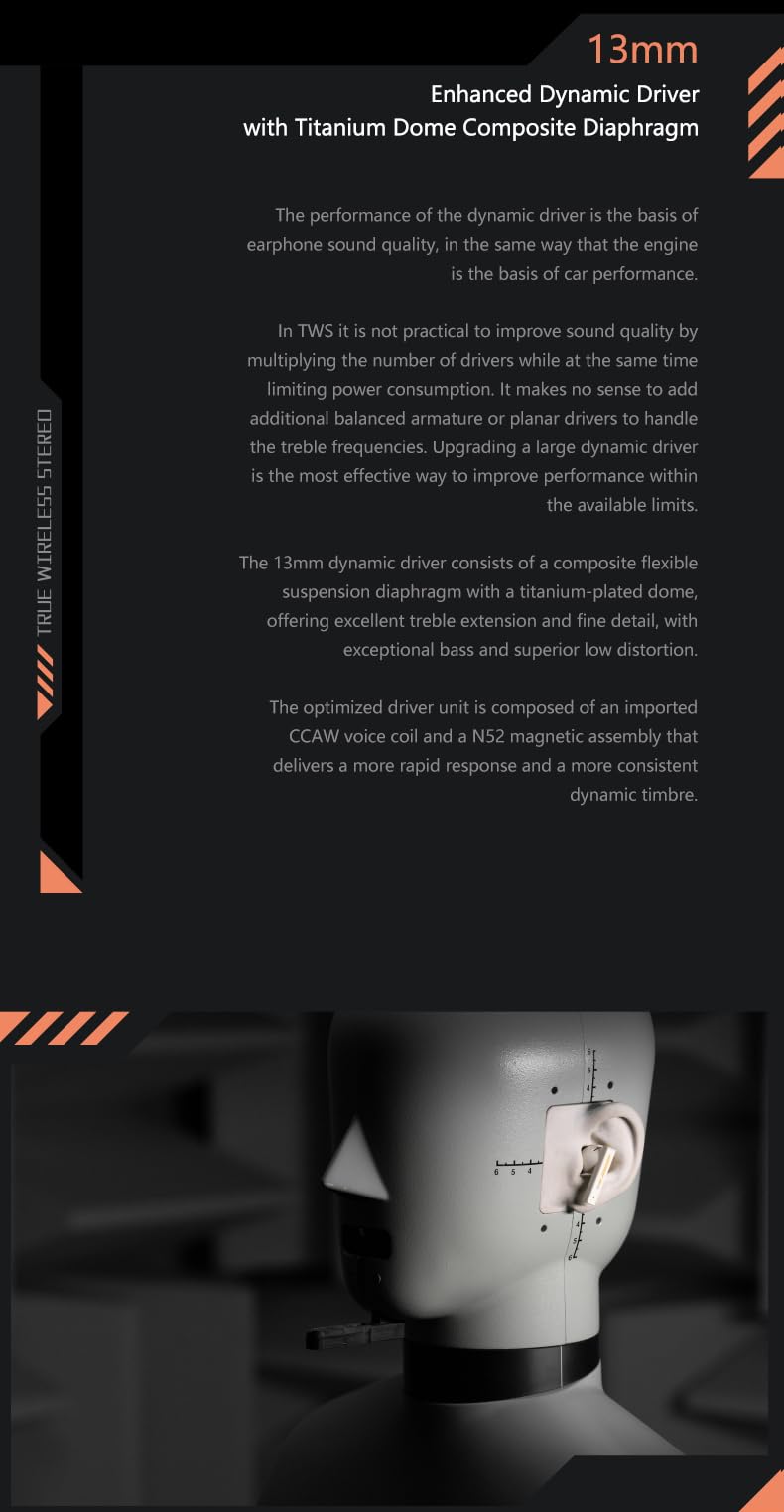 Moondrop Space Travel TWS Earphone Bluetooth 5.3 Noise Canceling True Wireless Stereo IEMs(Black) - Image 4