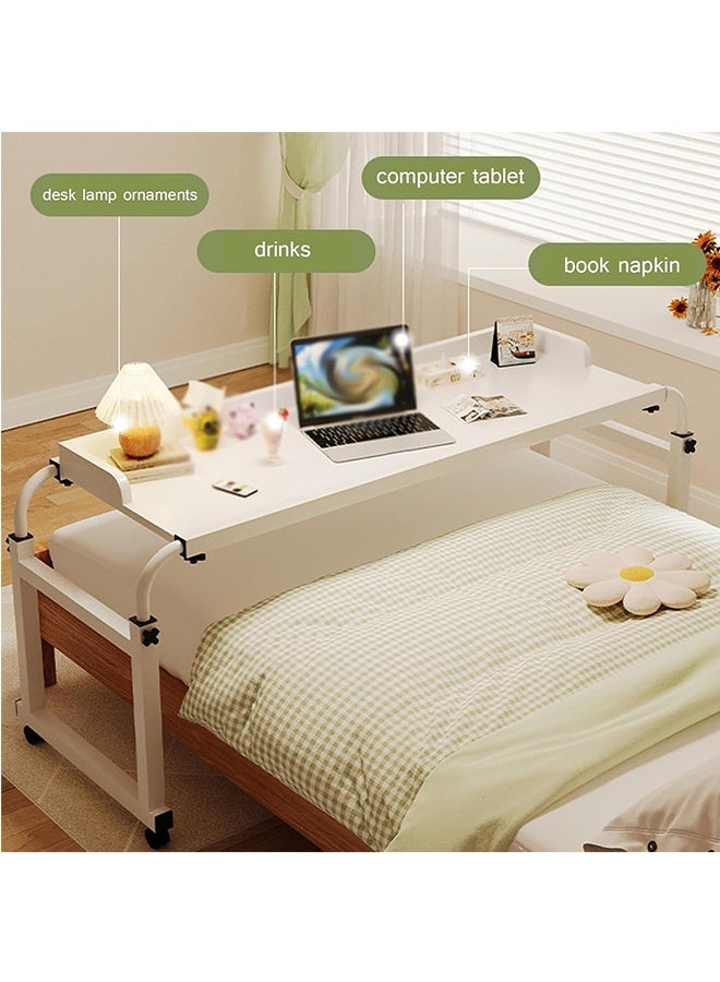 JCB CHIC طاولة فوق السرير مع عجلات 360 درجة، طاولة كمبيوتر متحركة بحجم كوين، مكتب كمبيوتر قابل لتعديل الارتفاع والطول، طاولة دراسة لمحطة عمل قائمة - Image 3