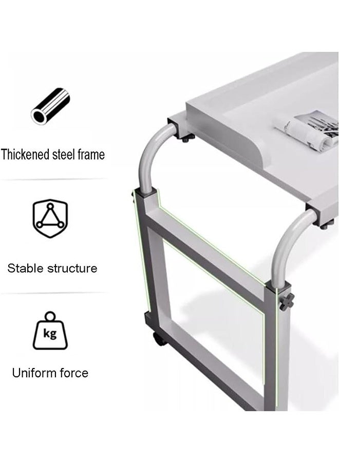 JCB CHIC طاولة فوق السرير مع عجلات 360 درجة، طاولة كمبيوتر متحركة بحجم كوين، مكتب كمبيوتر قابل لتعديل الارتفاع والطول، طاولة دراسة لمحطة عمل قائمة - Image 4