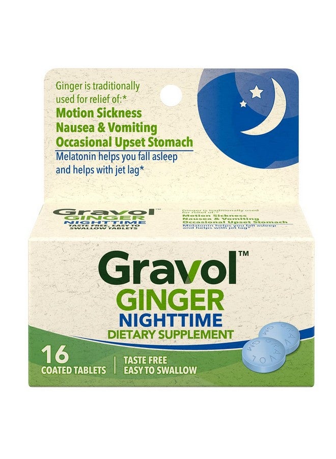 Gravol Gravol Ginger Nighttime Tablets for Upset Stomach & Nausea, 16ct with Melatonin  - Image 1
