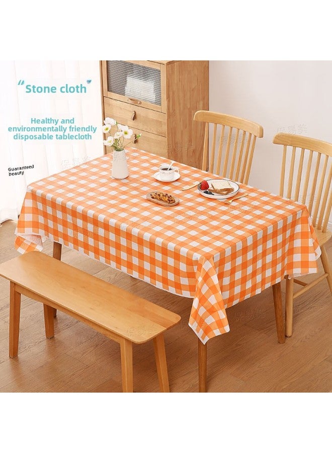 Disposable Tablecloth Wholesale Thickened Picnic Mat Outdoor Moisture-proof Mat Ins Wind Waterproof Oil-proof Stone Tablecloth-Color:Little Red Lattice-Specifications:Stone Tablecloth 120*120(10 Sheets) - Image 2