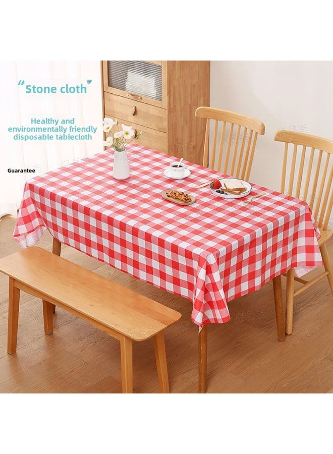 Disposable Tablecloth Wholesale Thickened Picnic Mat Outdoor Moisture-proof Mat Ins Wind Waterproof Oil-proof Stone Tablecloth-Color:Little Red Lattice-Specifications:Stone Tablecloth 120*120(10 Sheets) - Image 3