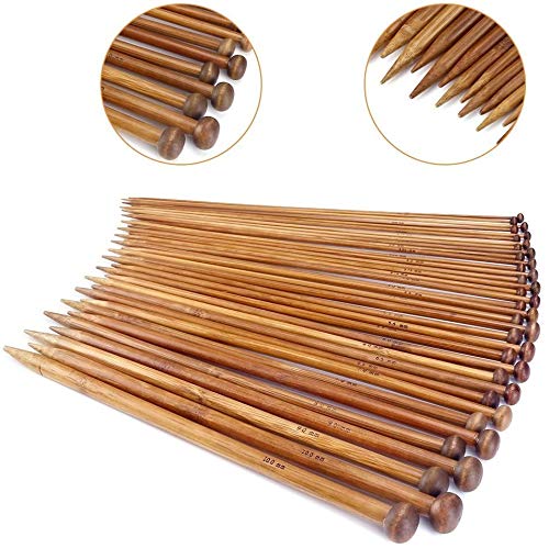 ELEPHANTBOAT 18pcs Wood Knitting Needle SetSmall to Large 210mm Sturdy Round Blunt Yarn Knitting Needles Tool Kit - Image 2