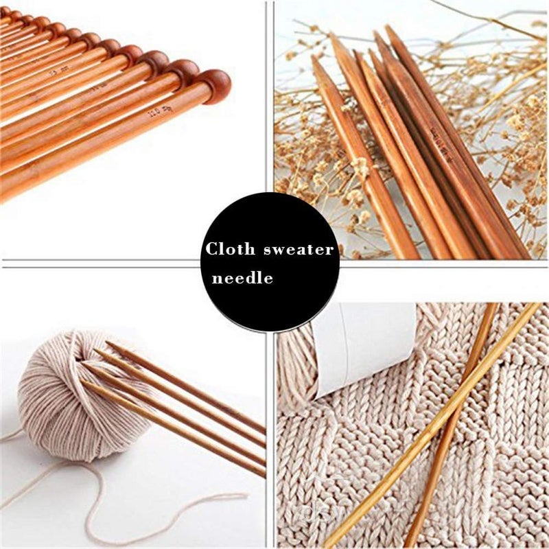 ELEPHANTBOAT 18pcs Wood Knitting Needle SetSmall to Large 210mm Sturdy Round Blunt Yarn Knitting Needles Tool Kit - Image 3